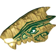 Dragon Head (Ninjago) Jaw Upper Spiny with Dark Green Stripes and White Eyes Pattern · 93071pb03