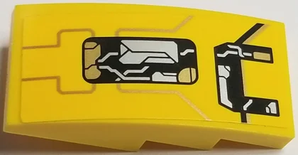 Slope, Curved 4 x 2 with Gold Lines and Open Machinery Panels Pattern Model Left Side (Sticker) - Set 76080 · 93606pb094L