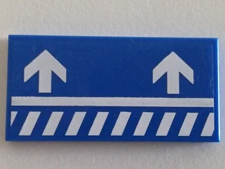 Tile 2 x 4 with White Danger Stripes and Short Arrows Pattern Model Right (Sticker) - Set 70816 · 87079pb0175R